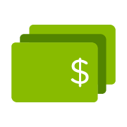 card with dollar sign, stack