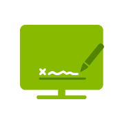 computer with signature icon