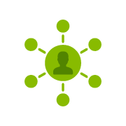 person with branch bubbles